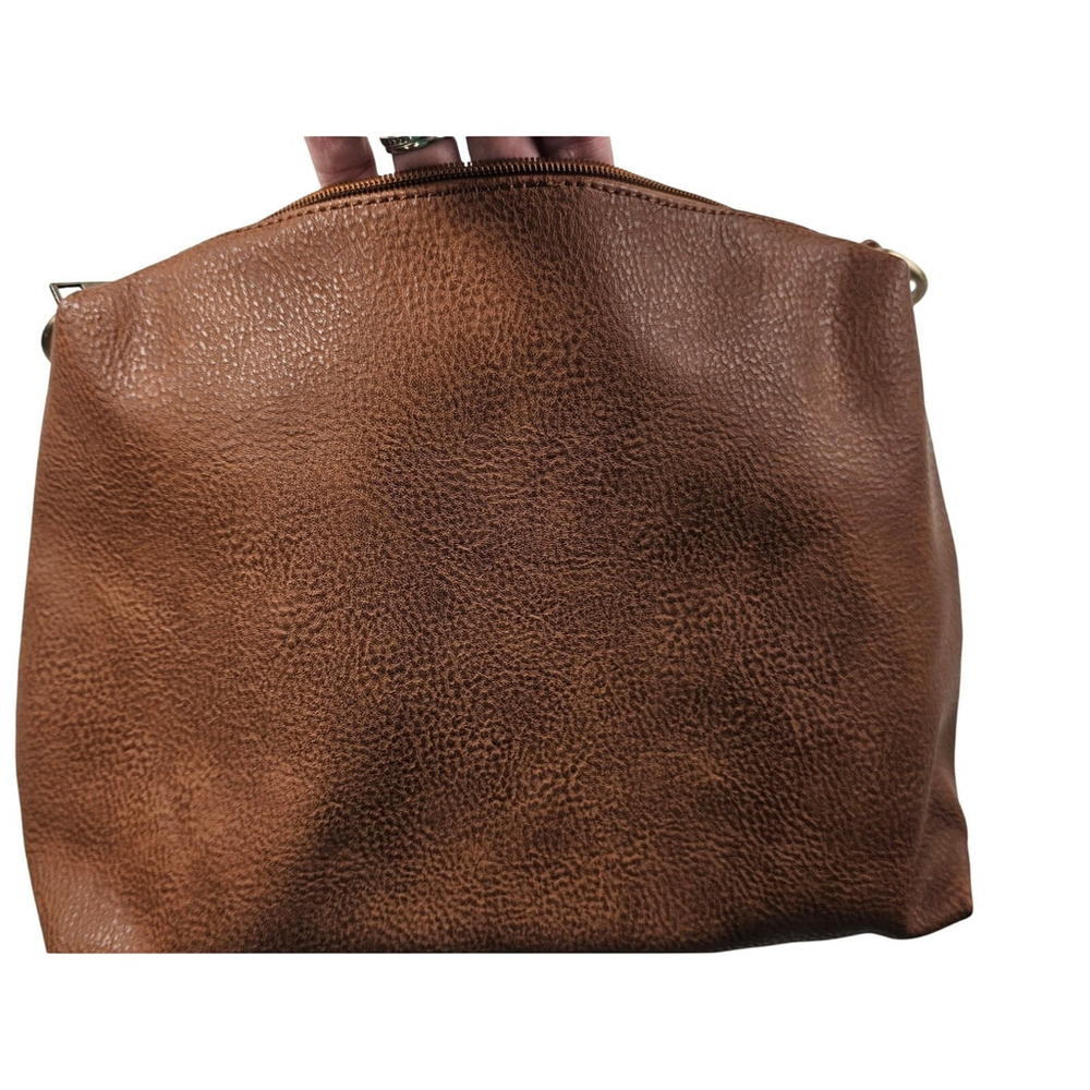 Susan Joy Brown Vegan Leather Shoulder Bag Medium - Picture 3 of 9